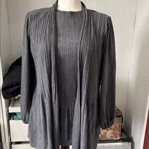 Shirt with cardigan sets gray Sweater